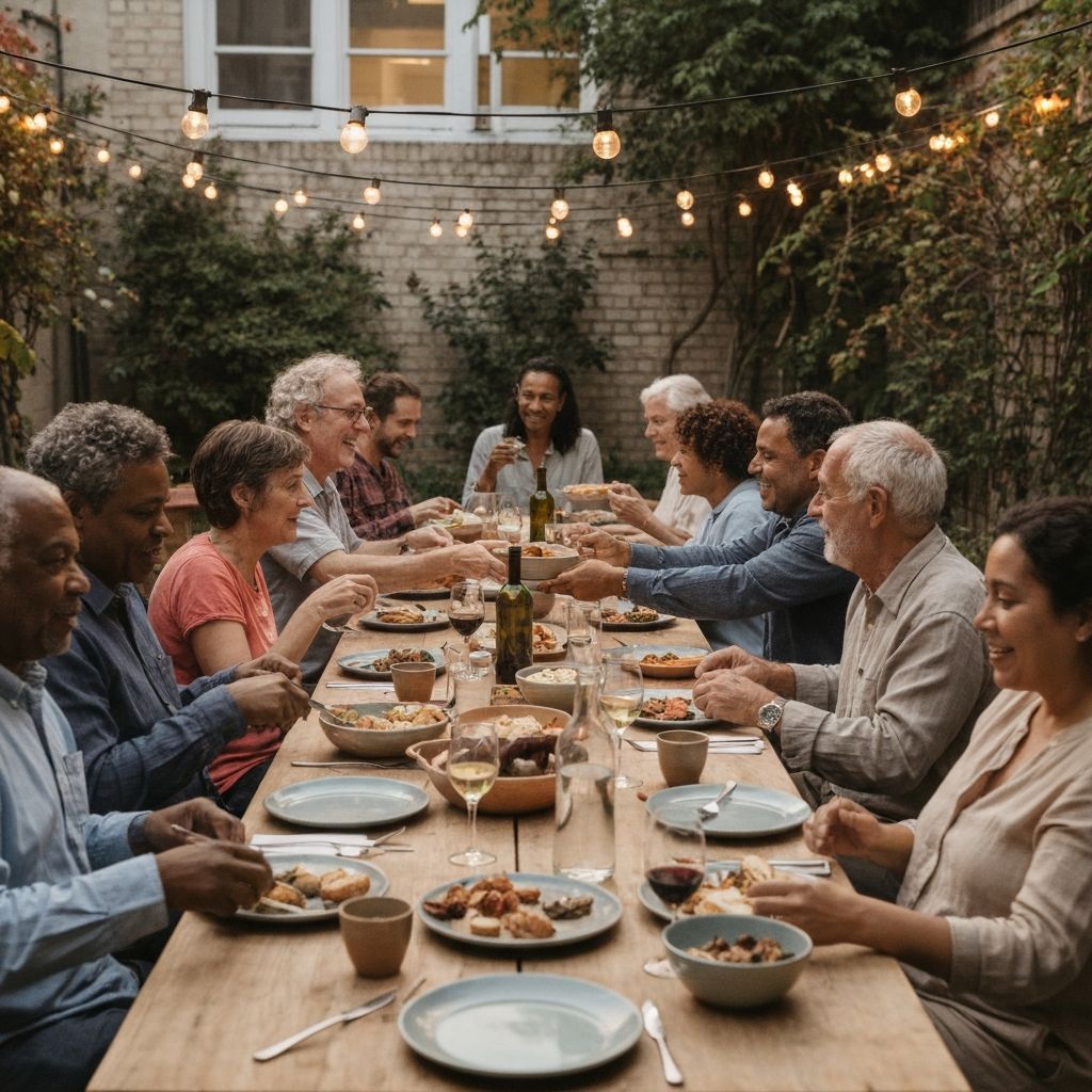 Warm, elegant dinner setting